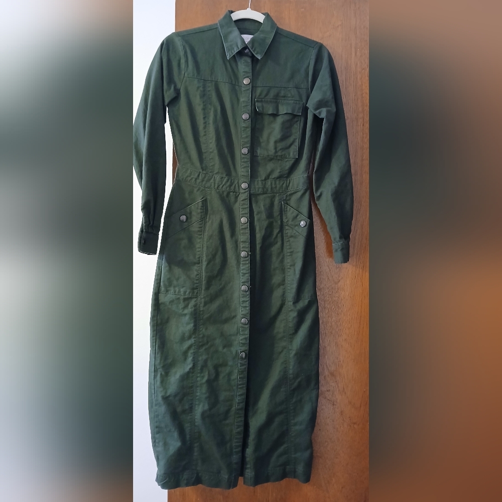 Loft Twill Midi Pocket Shirtdress